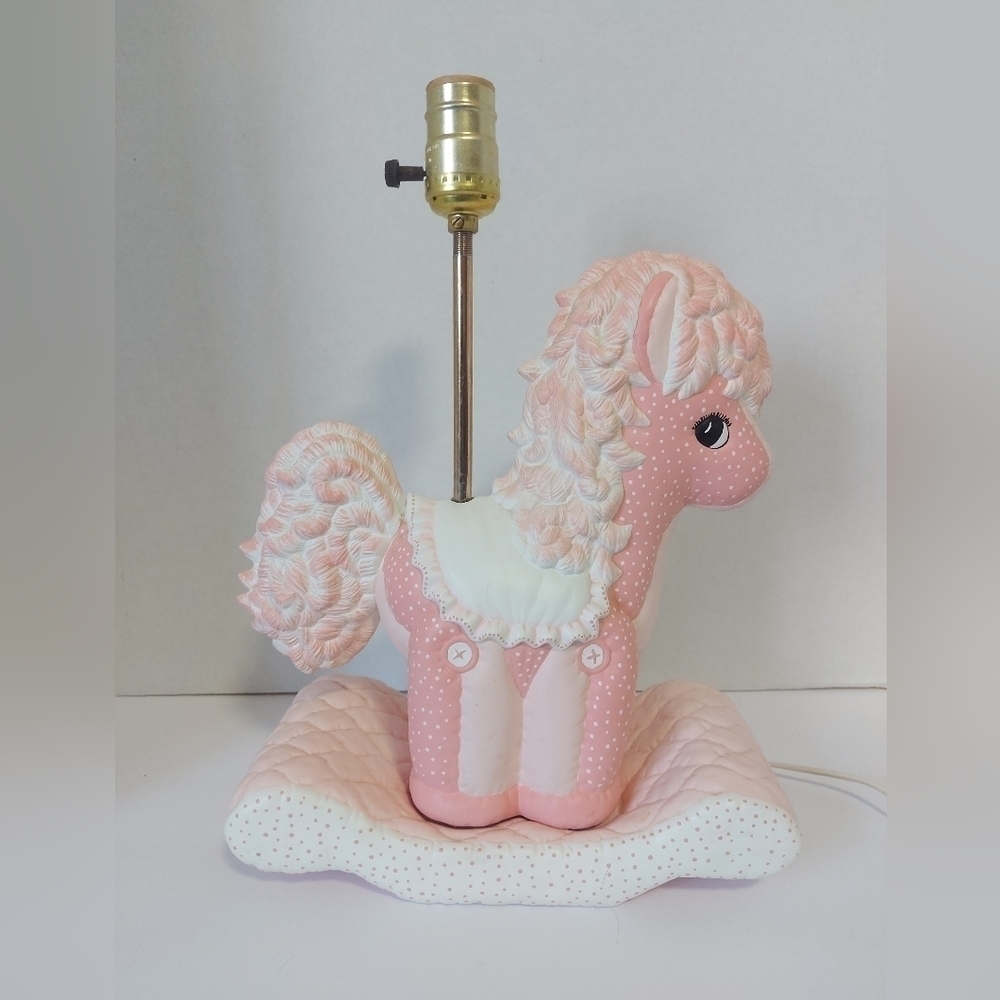 Vintage ceramic horse lamp pink nursery room works